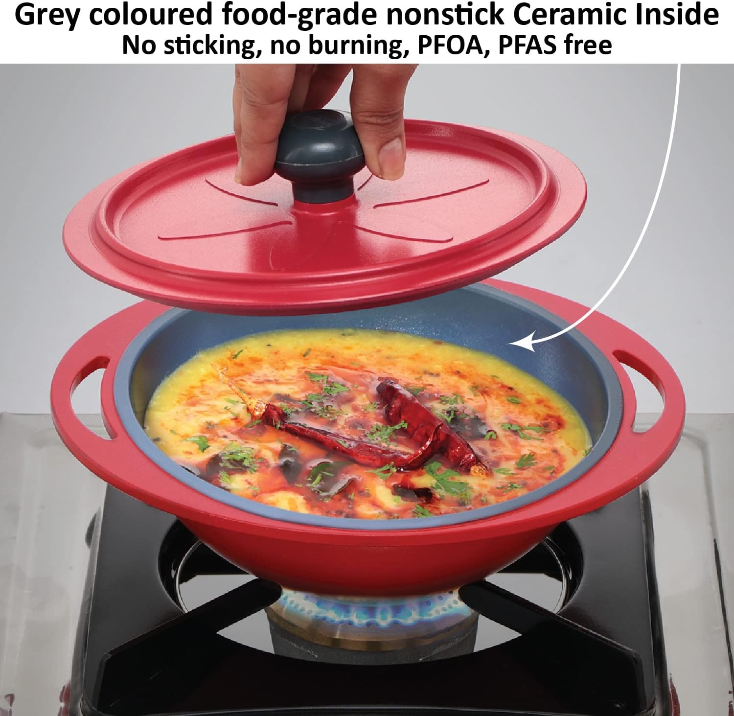 image:imageHAWKINS 075 Litre Mini Casserole with Lid Round Series DieCast pan for Cooking Reheating Serving and Storing Red MCRR75