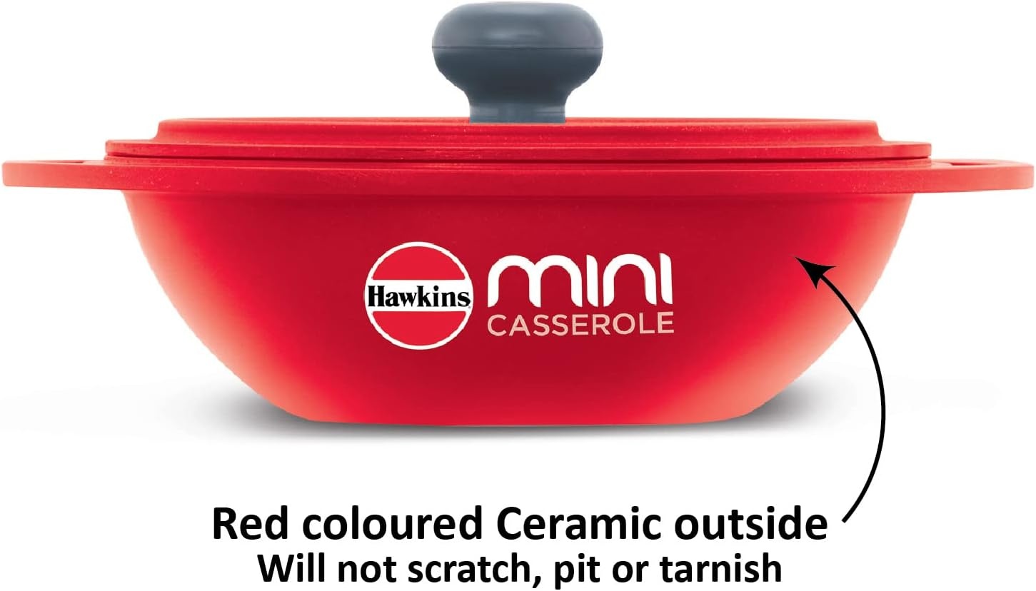 image:imageHAWKINS 075 Litre Mini Casserole with Lid Round Series DieCast pan for Cooking Reheating Serving and Storing Red MCRR75