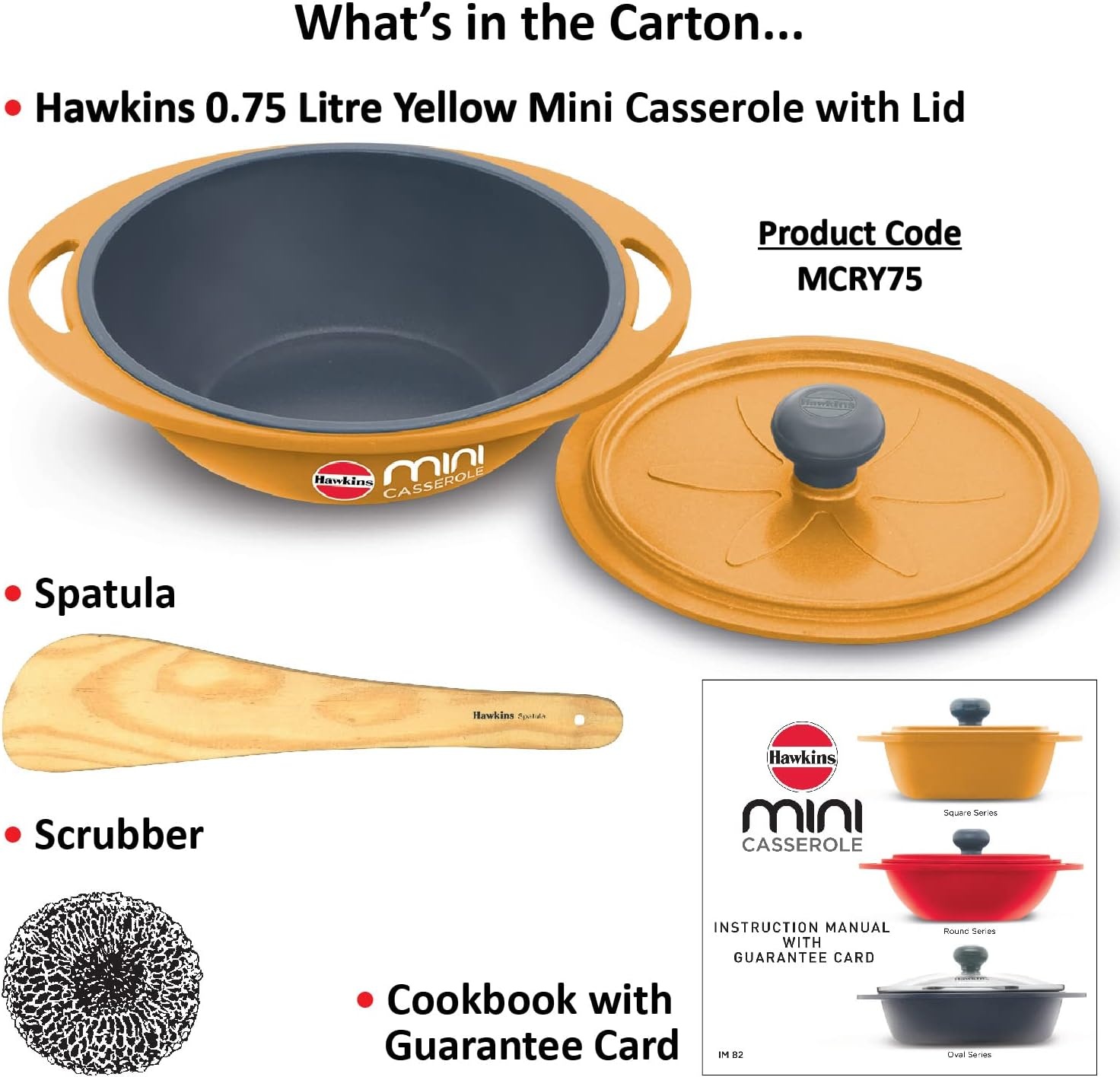 image:imageHAWKINS 075 Litre Mini Casserole with Lid Round Series DieCast pan for Cooking Reheating Serving and Storing Yellow MCRY75