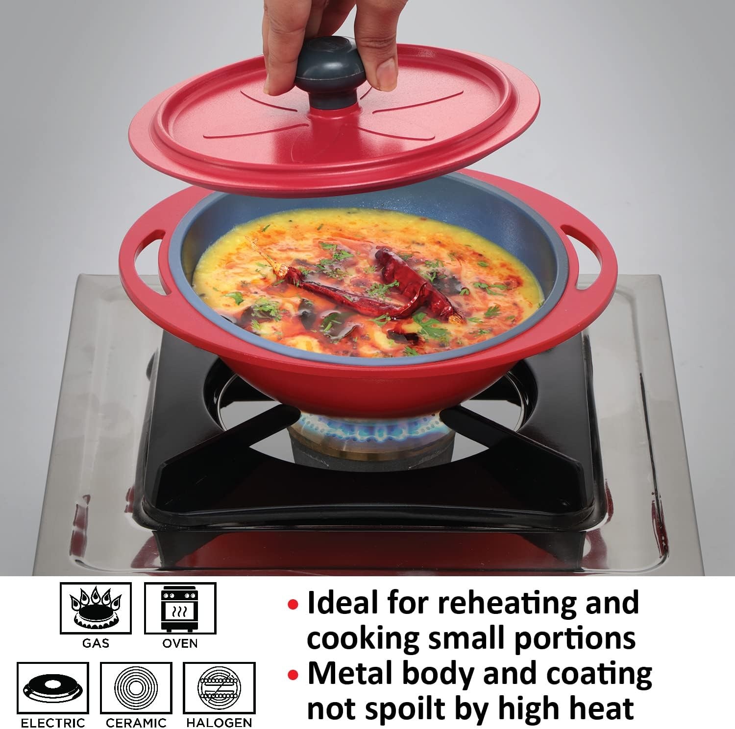 image:imageHAWKINS 075 Litre Mini Casserole with Lid Round Series DieCast pan for Cooking Reheating Serving and Storing Yellow MCRY75