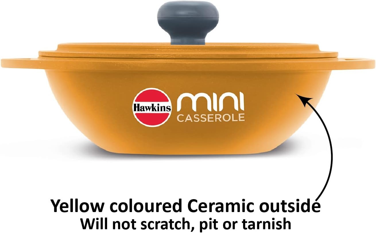 image:imageHAWKINS 075 Litre Mini Casserole with Lid Round Series DieCast pan for Cooking Reheating Serving and Storing Yellow MCRY75