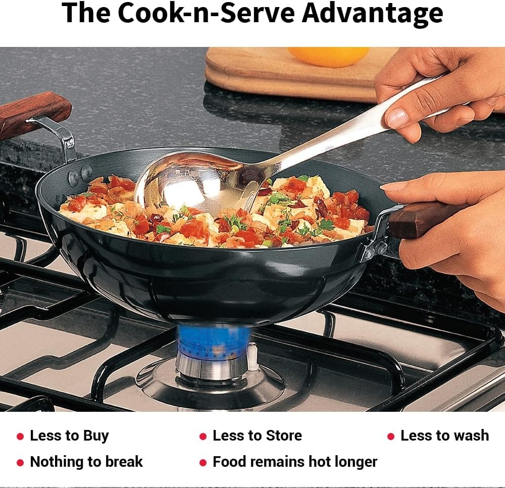 image:imageHAWKINS Futura 15 Litre Deep Fry Pan Hard Anodised Kadai with Glass Lid Round Bottom Kadhai Small Kadai Black AK15G