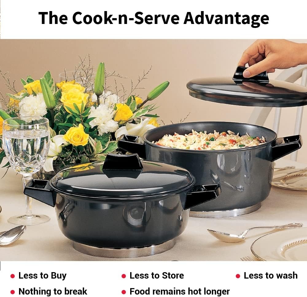 image:imageHAWKINS Futura 2 Litre Cook n Serve Bowl Hard Anodised Saucepan and Lid Sauce Pan for Cooking Black Bowl for Serving Black IACB20