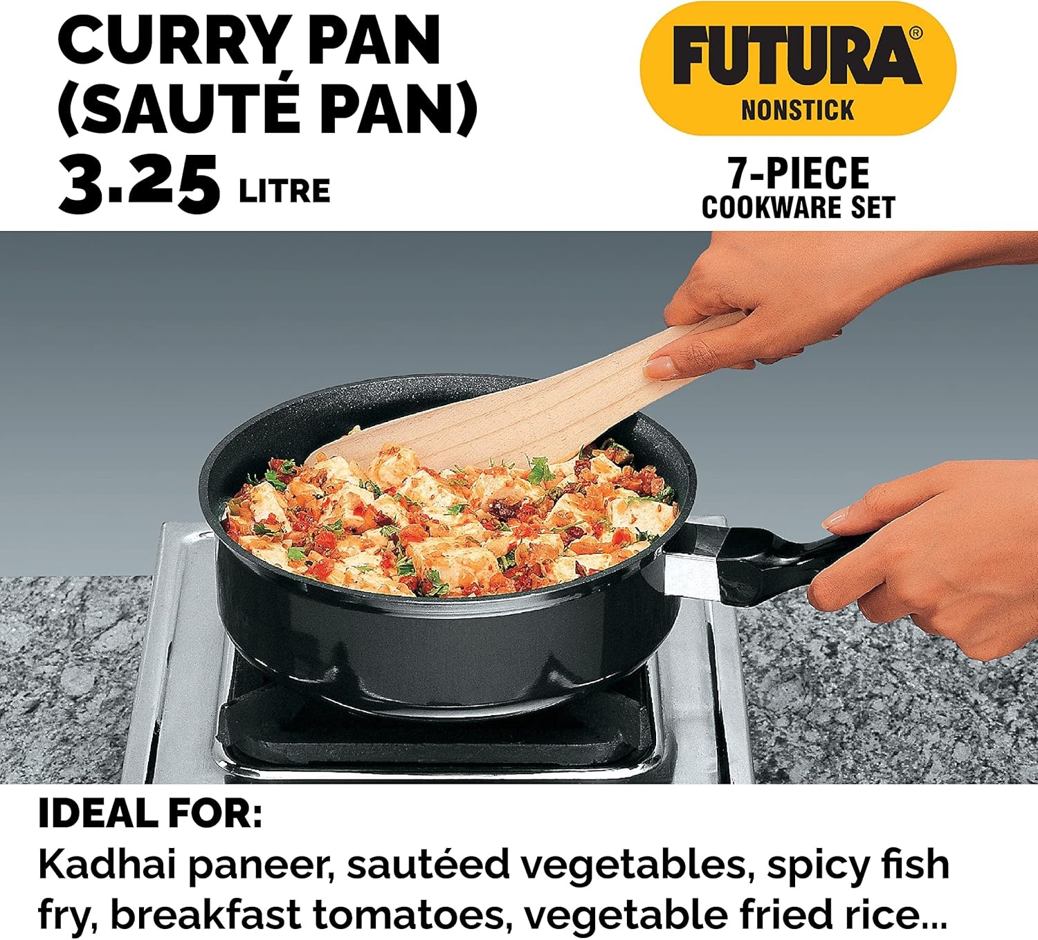 image:imageHAWKINS Futura NonStick Cookware 7 Pieces Set QS5 2 LTR 3 LTR 325 LTR Black NSET4