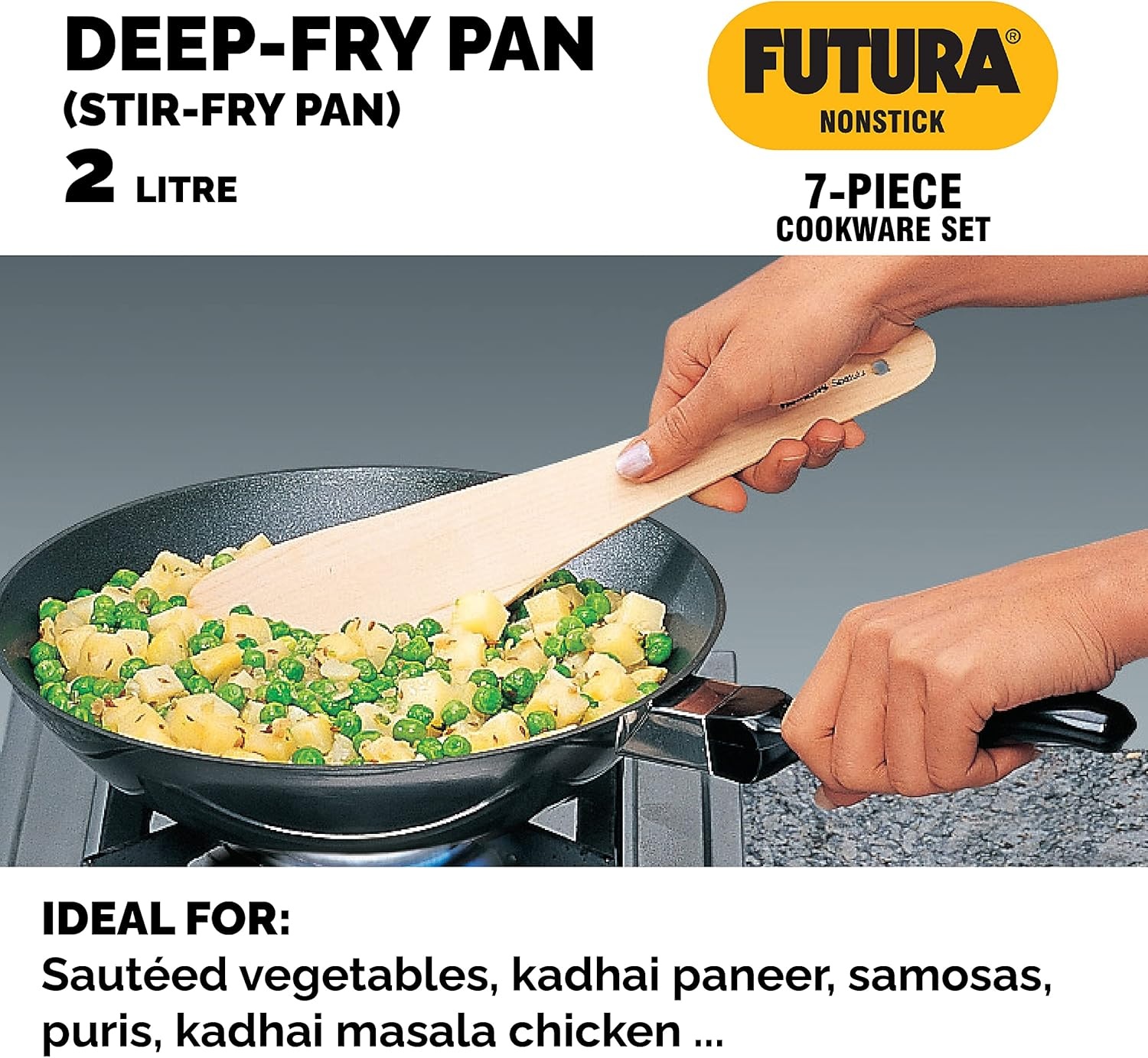 image:imageHAWKINS Futura NonStick Cookware 7 Pieces Set QS5 2 LTR 3 LTR 325 LTR Black NSET4