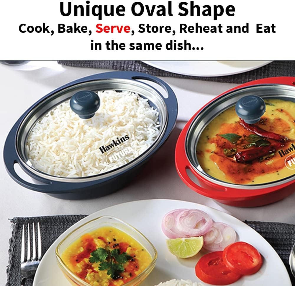 image:imageHawkins 075 Litre Mini Casserole with Glass Lid Oval Shaped DieCast pan for Cooking Reheating Serving and Storing Yellow DCY75G