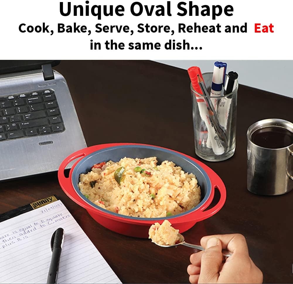 image:imageHawkins 075 Litre Mini Casserole with Glass Lid Oval Shaped DieCast pan for Cooking Reheating Serving and Storing Yellow DCY75G