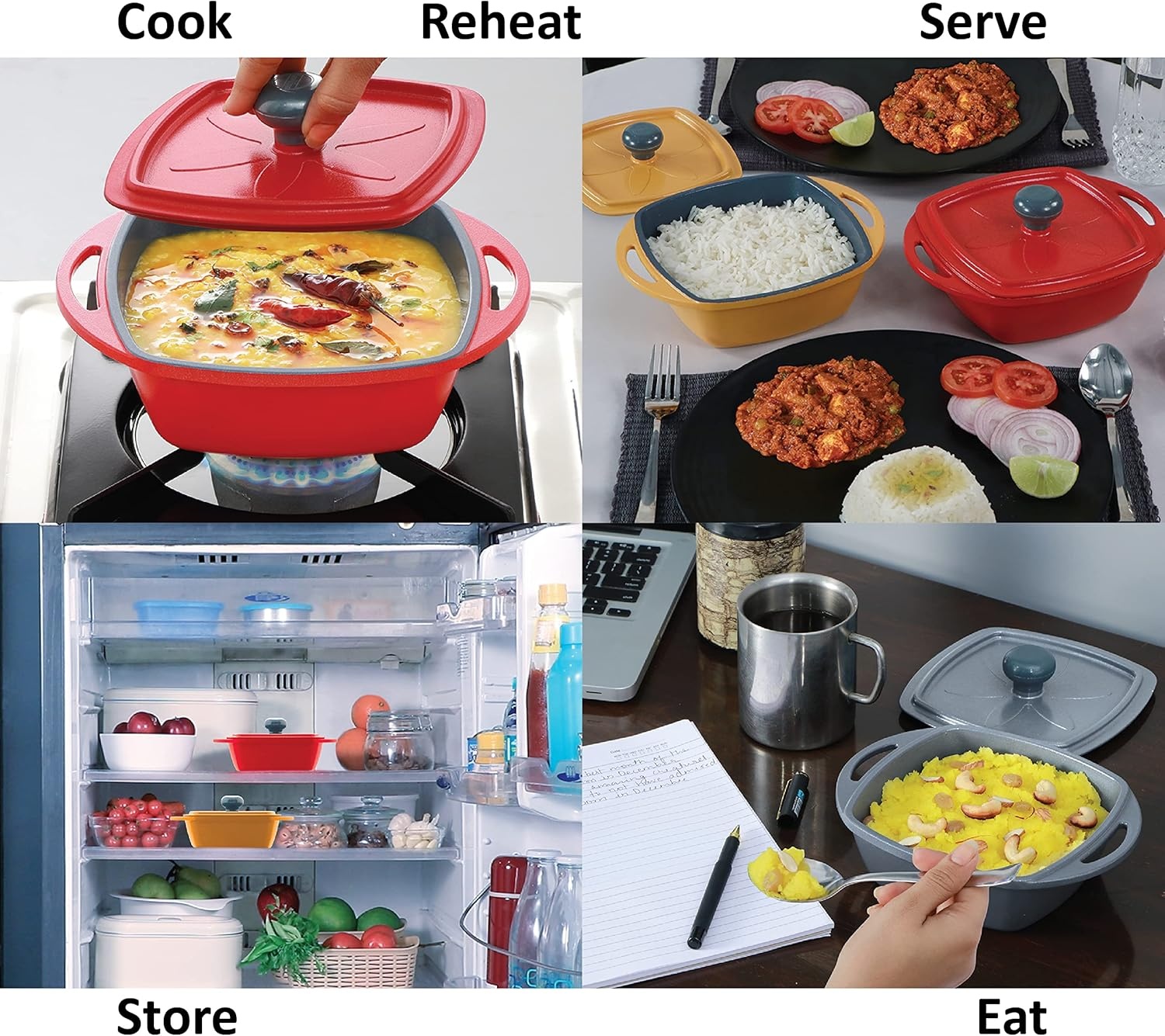 image:imageHawkins 075 Litre Mini Casserole with Lid Square Series DieCast pan for Cooking Reheating Serving and Storing Yellow MCSY75