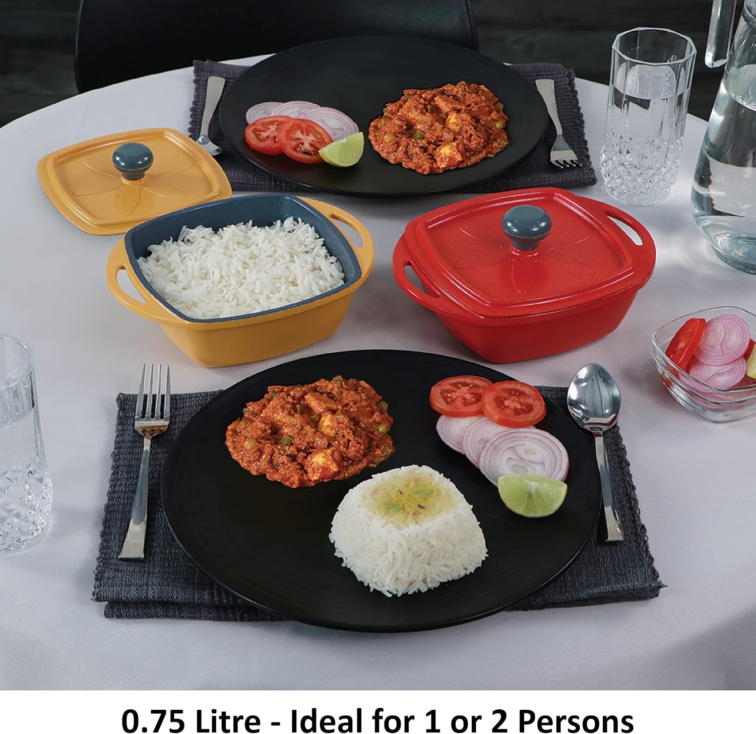 image:imageHawkins 075 Litre Mini Casserole with Lid Square Series DieCast pan for Cooking Reheating Serving and Storing Yellow MCSY75