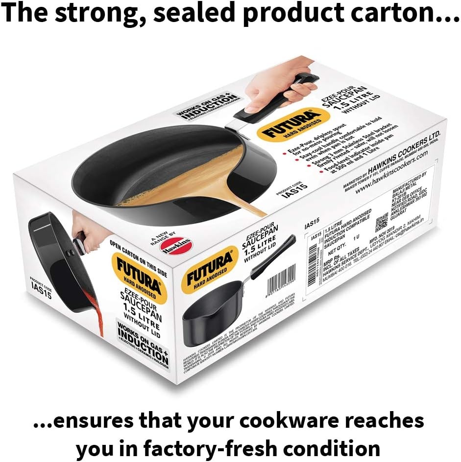 image:imageHawkins Futura 15 Litre Saucepan Hard Anodised Sauce Pan Induction Saucepan Small Sauce Pan Black IAS15
