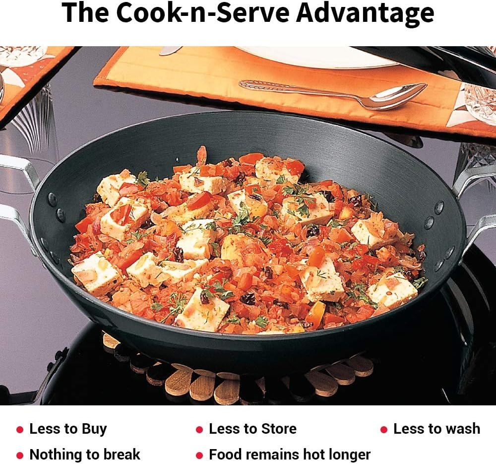 image:imageHawkins Futura 25 Litre Deep Fry Pan Hard Anodised Kadai with Stainless Steel Lid Flat Bottom Kadhai Black AD25S