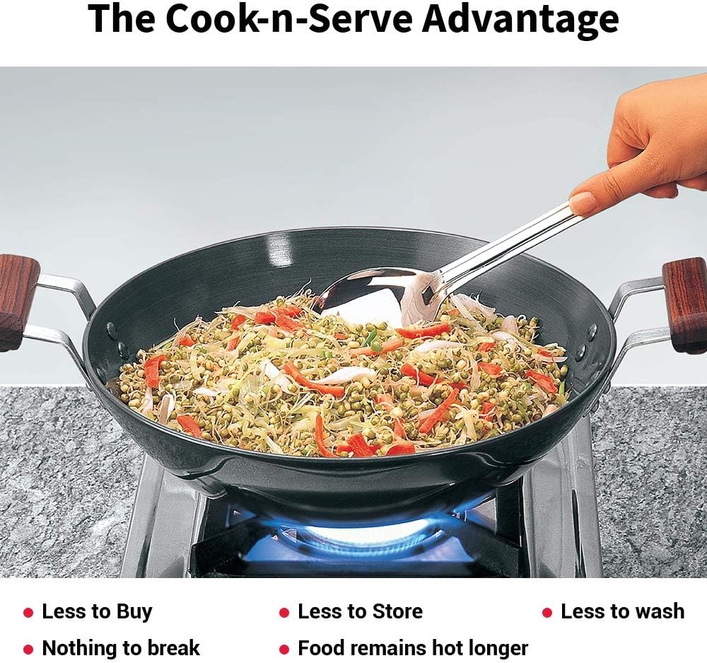 image:imageHawkins Futura 4 Litre Deep Fry Pan Hard Anodised Kadai with Stainless Steel Lid Round Bottom Kadhai Big Kadai Black AK40S