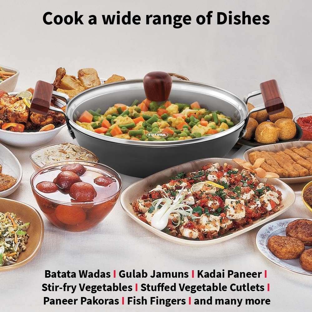 image:imageHawkins Futura Fish Fry Kadhai with Glass lid 25 ltr