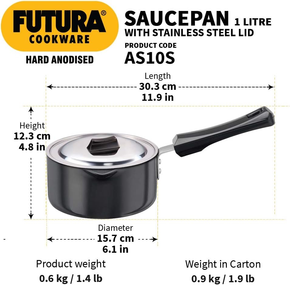 image:imageHawkins HA EzeePour Aluminium Saucepan With Lid 1 ltr Black