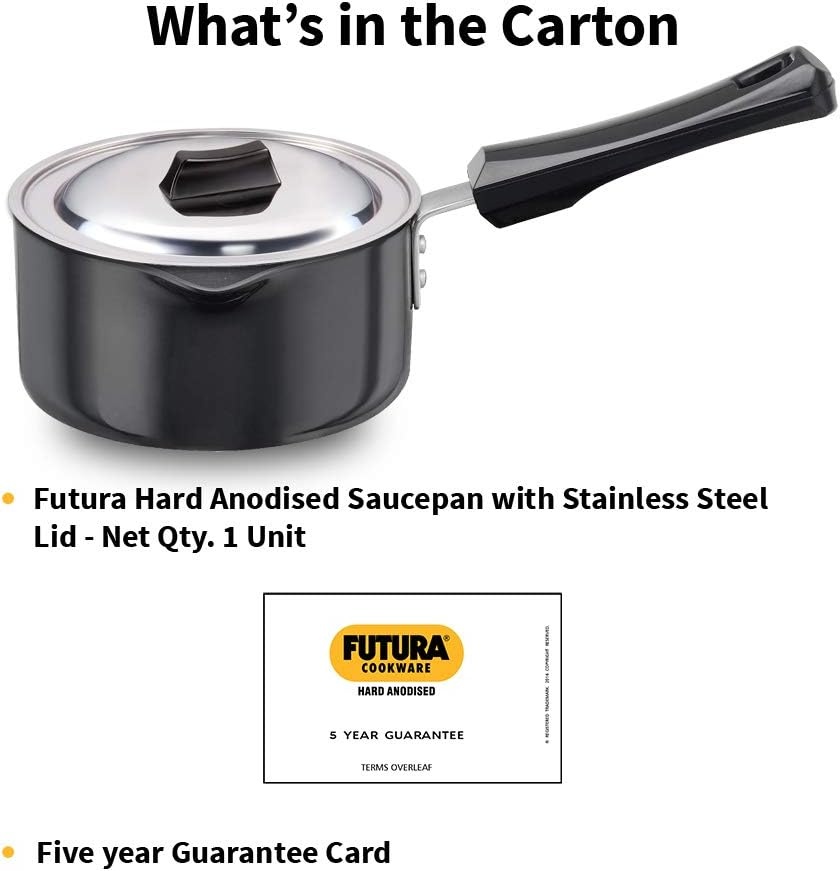 image:imageHawkins HA EzeePour Aluminium Saucepan With Lid 1 ltr Black