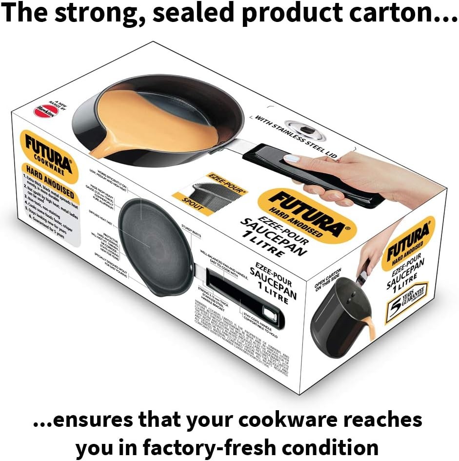 image:imageHawkins HA EzeePour Aluminium Saucepan With Lid 1 ltr Black
