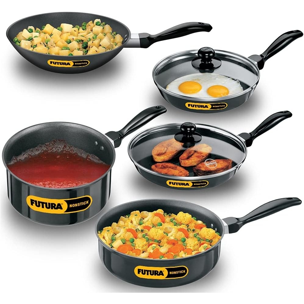 image:imageHAWKINS Futura NonStick Cookware 7 Pieces Set QS5 2 LTR 3 LTR 325 LTR Black NSET4