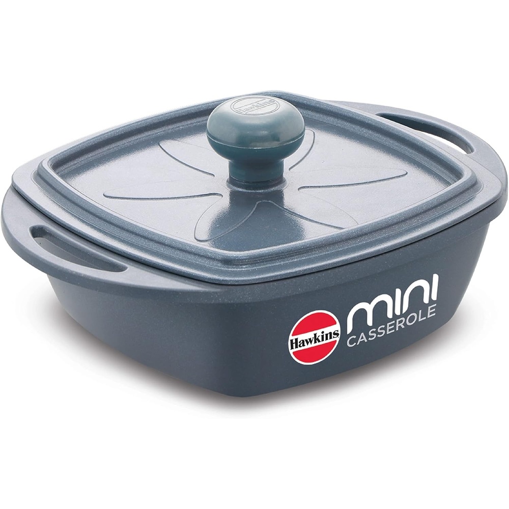 image:imageHawkins Aluminium 075 liter Mini Casserole With Lid Square Series DieCast Pan For Cooking Reheating Serving And Storing Grey Mcsg75