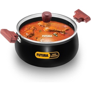 image:imageFUTURA Hawkins with 4 liters cook and serve handi glass lid hard anodized biryani handi pot black ACH40G