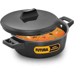 image:imageHAWKINS Futura 2 Litre Cook n Serve Bowl Hard Anodised Saucepan and Lid Sauce Pan for Cooking Black Bowl for Serving Black IACB20