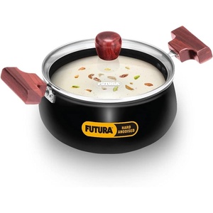 image:imageHAWKINS Futura 2 Litre Cook n Serve Handi Hard Anodised Biryani Handi with Glass Lid Saucepan Sauce Pan Black ACH20G