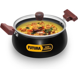 image:imageHawkins Futura 3 Litre Cook N Serve Handi Hard Anodised Biryani Handi with Glass Lid Induction Saucepan Sauce Pan Black Iach30GPolished 3 Liter