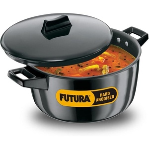 image:imageHawkins Futura 4 Litre Cook n Serve Bowl Hard Anodised Saucepan with Hard Anodised Lid Sauce Pan for Cooking and Serving Black ACB40 Aluminium