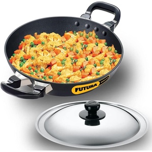 image:imageHawkins Futura NonStick DeepFry Pan Kadhai With Stainless Steel Lid22Cm Black