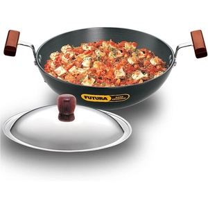 image:imageHawkinsFutura Hard Anodised Deep Fry Pan Rounded Kadai with Stainless Steel Lid 15Liter