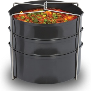 image:imageHawkins ThreeDish Hard Anodised Set Cooker Separator Pressure Cooker Pots Black ADS65 4 liters
